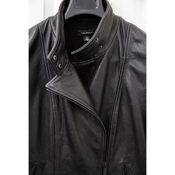 Halogen Moto Style Genuine Leather Jacket, size petite M - Picture 2 of 6